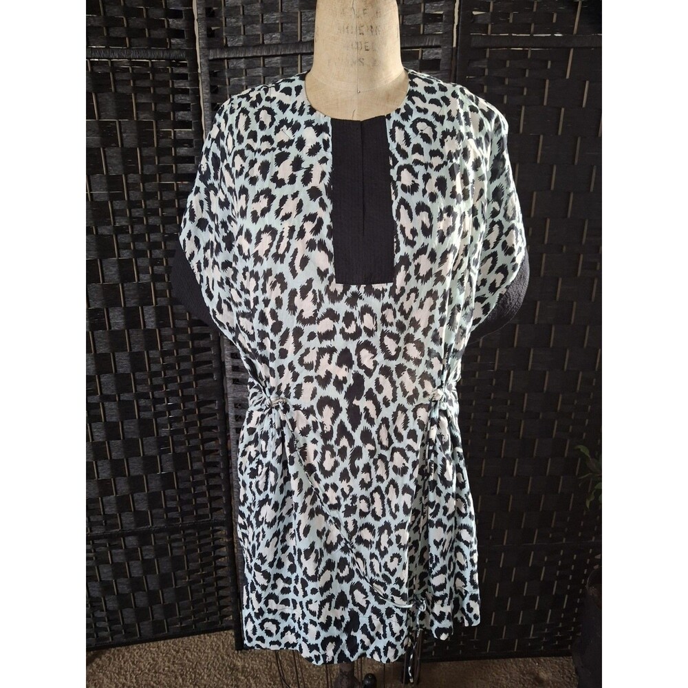 Diane von Furstenberg DVF Leopard Print Tunic Boho Chic Beach Casual Womens P XS